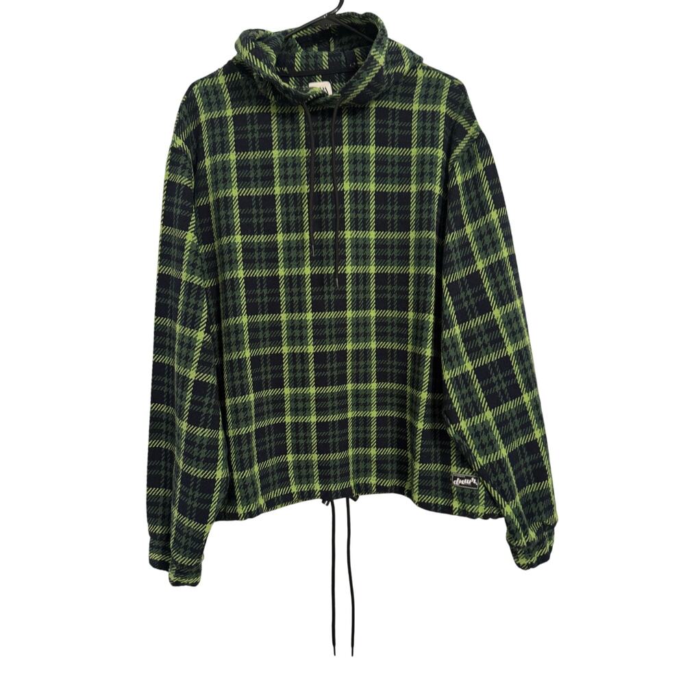 Zara Denimwear Men's L Outdoor Wool Blend Kelly Green Plaid Hoodie Pullover Fall
